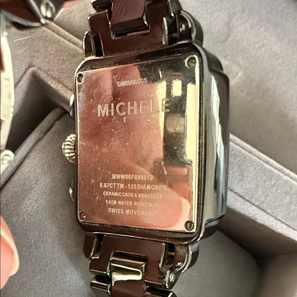 Michele Deco Zebra Ceramic Black and Silver  Chronograph Watch With Diamonds - Picture 6 of 9